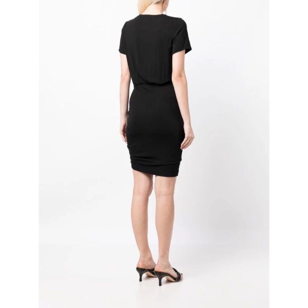 Veronica Beard Hannock Black Ruched Short Sleeve T-Shirt Dress Size XS - Picture 2 of 8